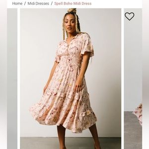 Baltic Born Spell Boho MIDI Dress Blush Floral - Medium